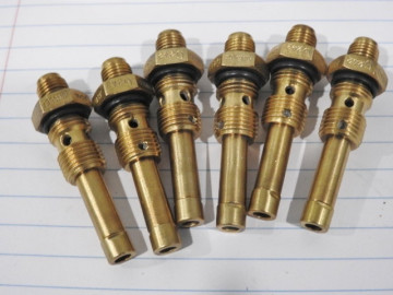 (6)  KINSLER  1/2"-20   Thread Nozzles  G242  (6AS)   w  1"  tips ( After Thread)
